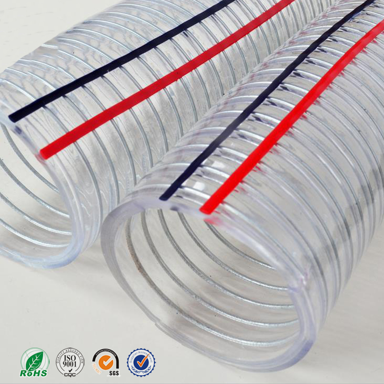Spiral Steel Wire Reinforced Clear PVC Flexible Hose Pipe tubing